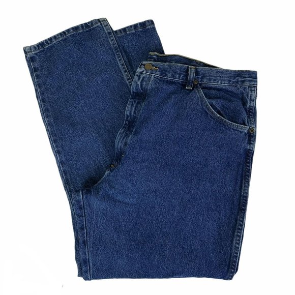 Wrangler Mens Jeans 42x30 Regular Fit 5 Star Straight Blue Denim - Picture 1 of 10